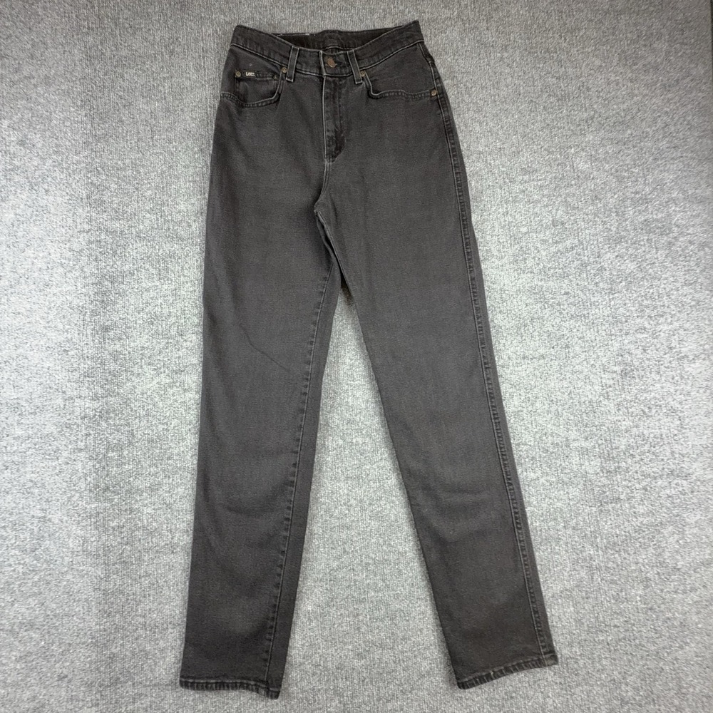 VTG Lee Jeans Womens 10 L Charcoal Wash High Rise Tapered Stretch Denim Pants